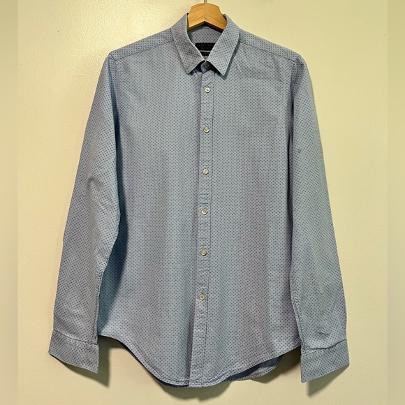 Zara Man Slim Fit Long Sleeve Button-Down Shirt Light Blue Size M - Picture 1 of 8